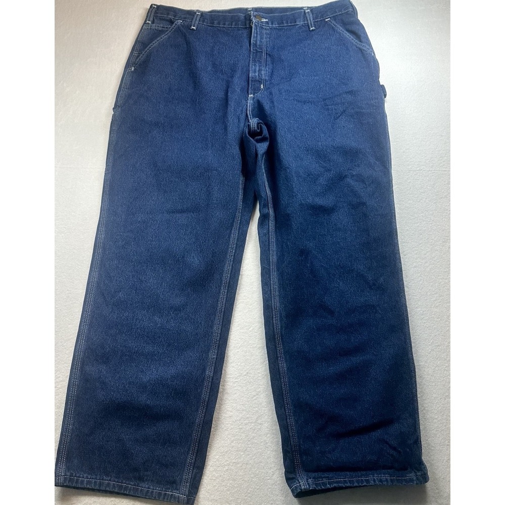 Carhartt Men's Jeans 42x30 Blue Denim Dungaree Work Pants Straight